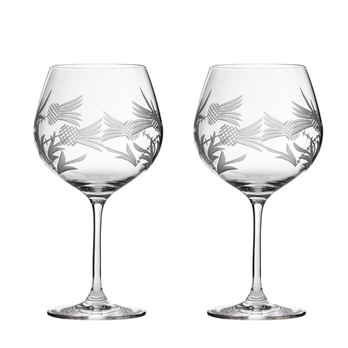 Flower of Scotland 2 Gin and Tonic Copa Glasses 210mm (Gift Boxed) Royal Scot Crystal - Top-Rated